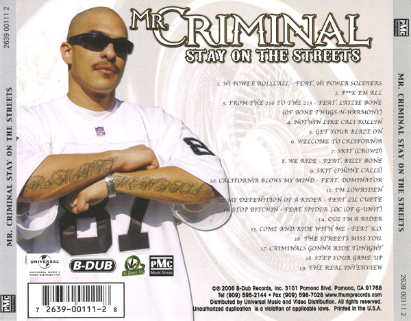 Mr. Criminal -Stay On The Streets Chicano Rap